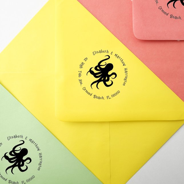 Octopus Curved Address Text Rubber Stamp (Creator Uploaded)
