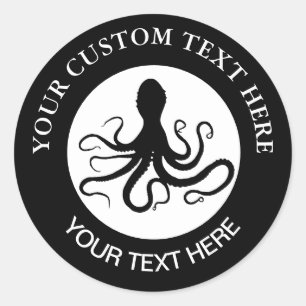 Octopus Custom Logo 1 1/2"  Classic Round Sticker