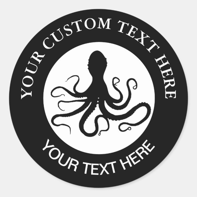 Octopus Custom Logo 1 1/2"  Classic Round Sticker (Front)
