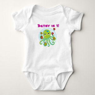 Octopus Customizable Birthday T-shirt Baby Bodysuit