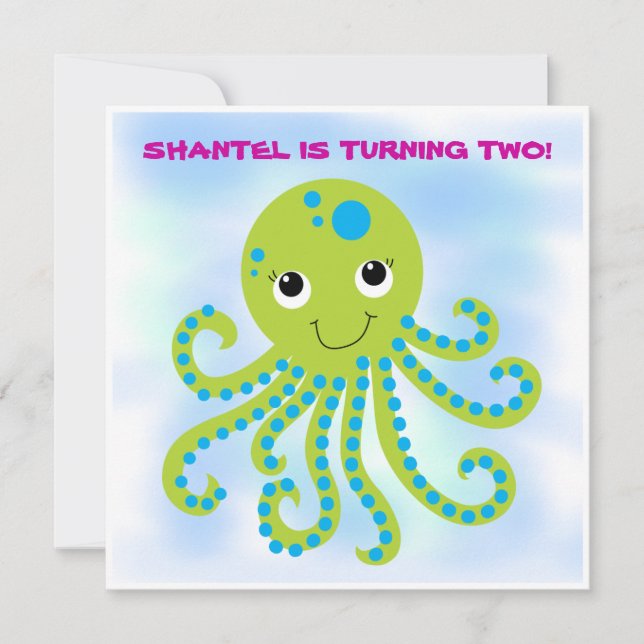 Octopus Customized  Birthday Invitations (Front)