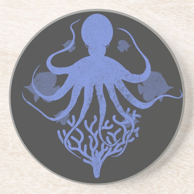 Octopus (dark background) coaster (Front)