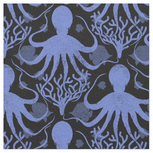 Octopus (dark background) fabric