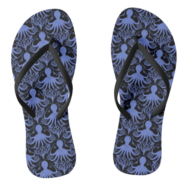 Octopus (dark background) flip flops (Footbed)