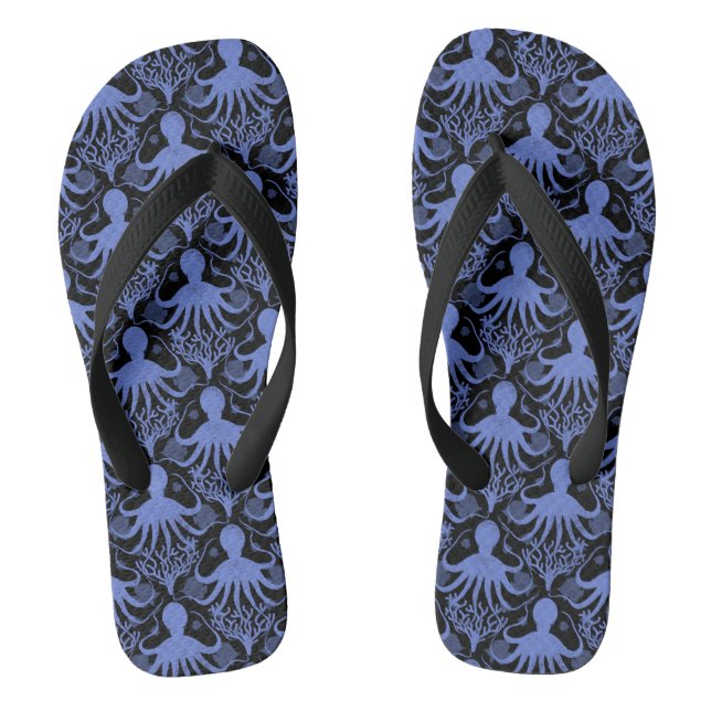 Octopus (dark background) flip flops (Footbed)