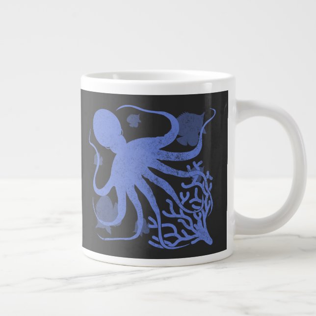 Octopus (dark background) large coffee mug (Right)