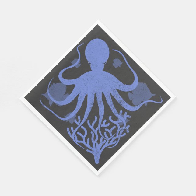 Octopus (dark background) napkin (Corner)