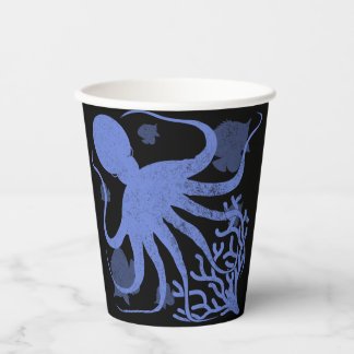 Octopus (dark background) paper cups