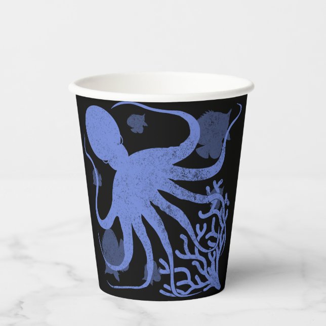 Octopus (dark background) paper cups (Front)