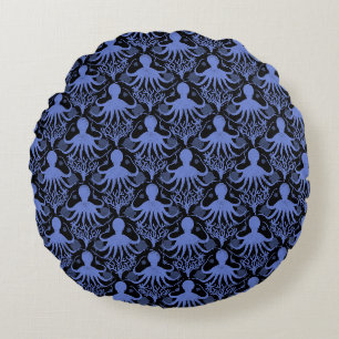 Octopus (dark background) round pillow