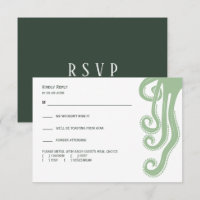 Octopus Deep Sea Modern Wedding Response, Green
