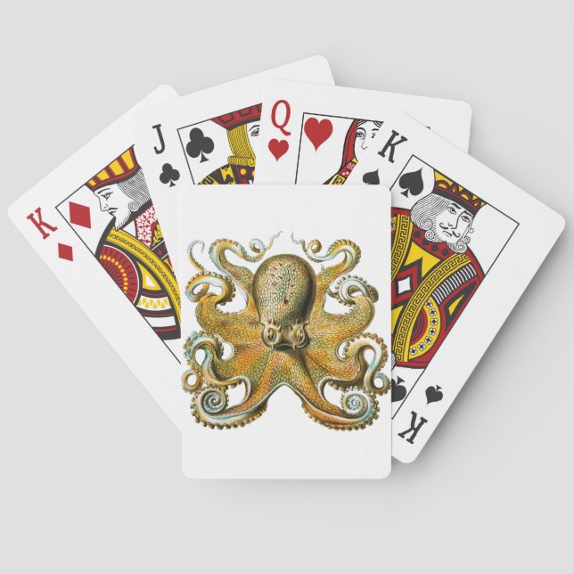 Octopus Drawing Vintage Tentacles Playing Cards (Back)