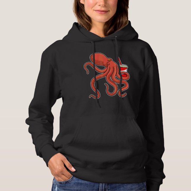 Octopus Drinking Cup Straw Hoodie (Front)