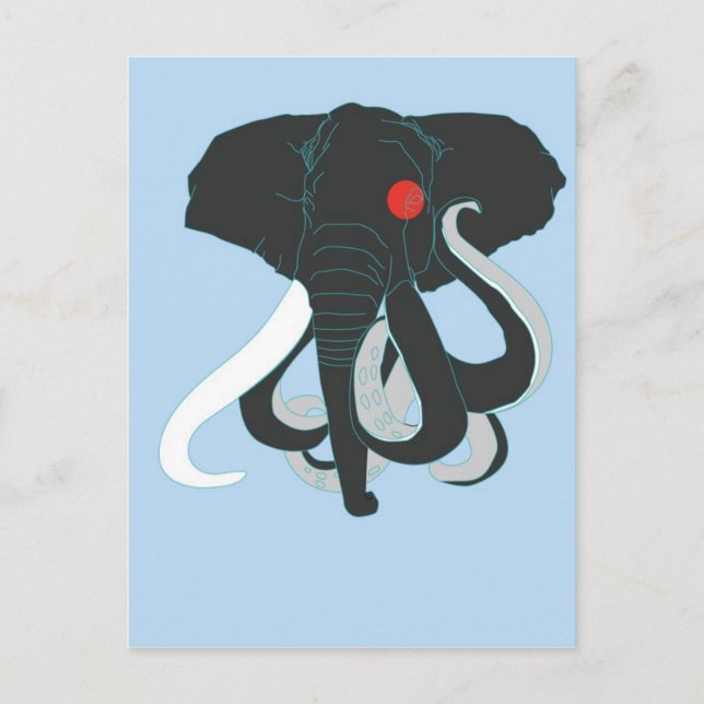 Octopus & elephant postcard (Front)