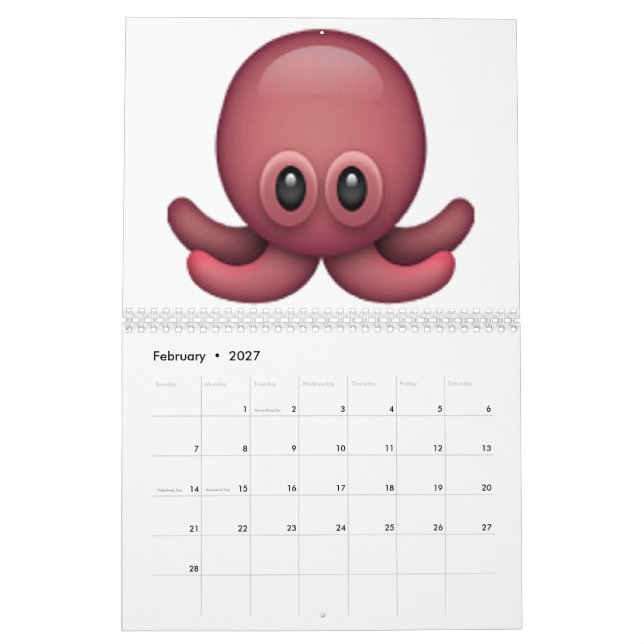 Octopus - Emoji Calendar (Feb 2027)