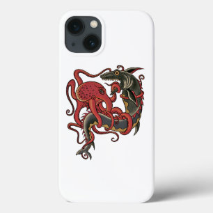 octopus fighting a shark iPhone 13 case