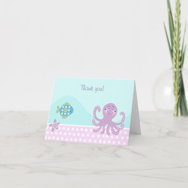 OCTOPUS & FISH Folded Thank you notes (Front)