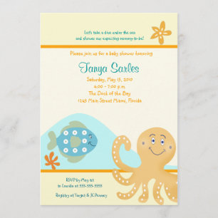 Octopus & Fish Ocean 5x7 Baby Shower Invitation