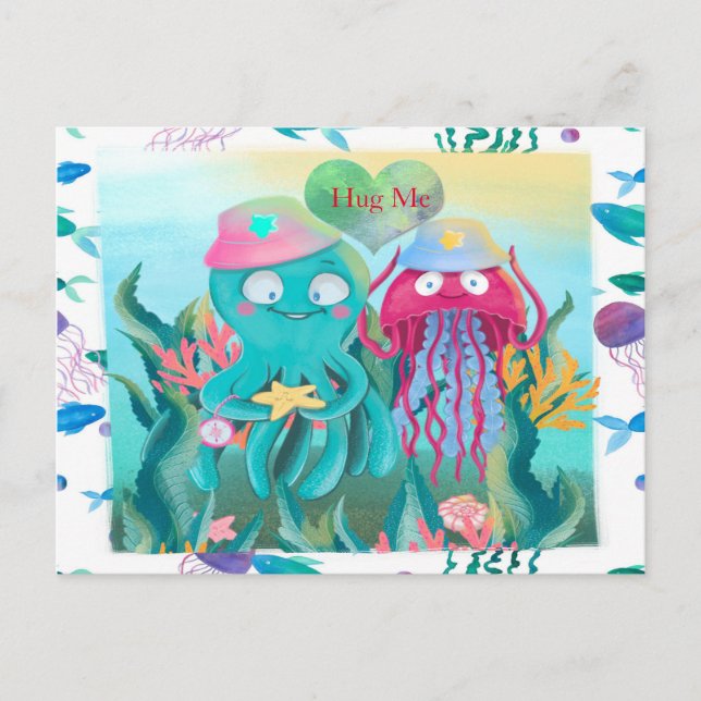 Octopus For Valentine Postcard (Front)