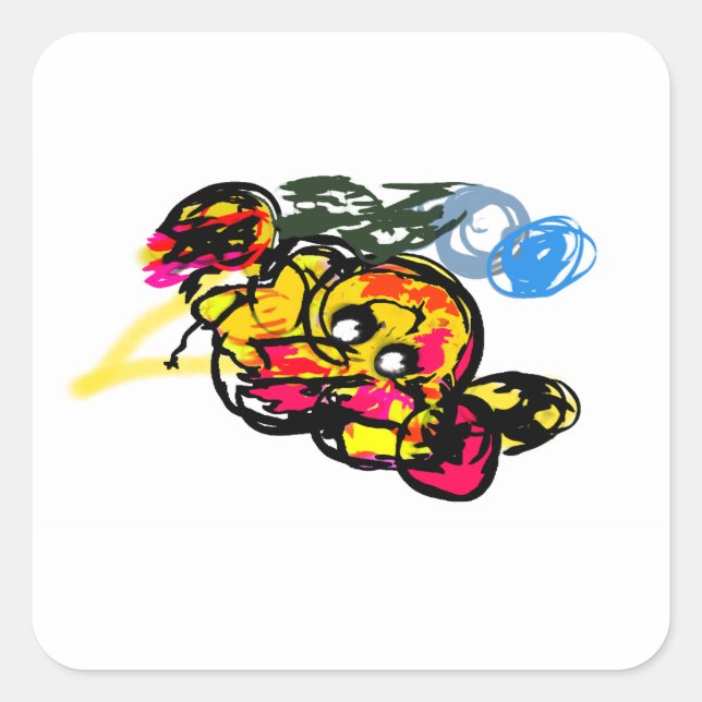 Octopus fun square sticker (Front)