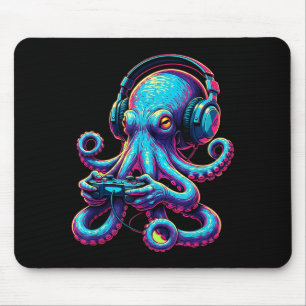Octopus Gaming Animal Video Games Funny Octopus Mouse Pad