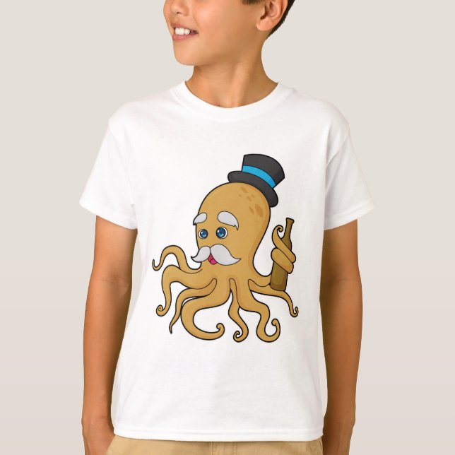 Octopus Gentleman Hat T-Shirt (Front)