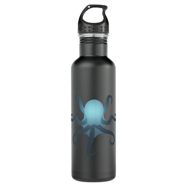 octopus glow in deep ocean sea life gift 710 ml water bottle (Front)