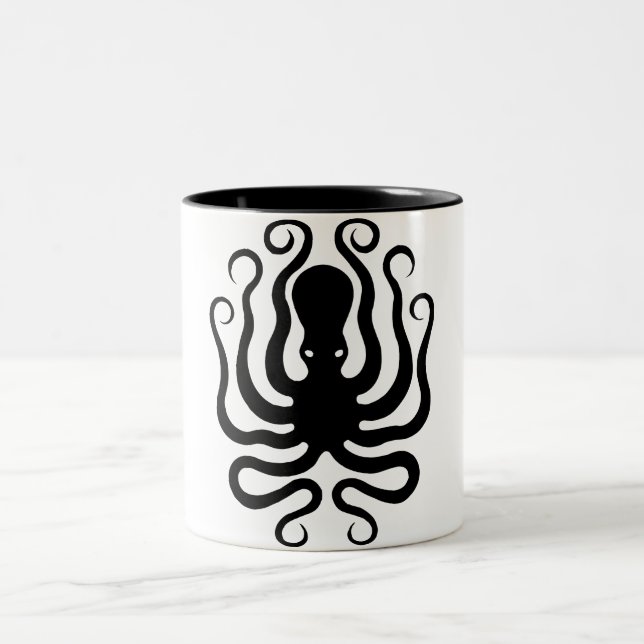 Octopus, Greek relief design Two-Tone Coffee Mug (Center)