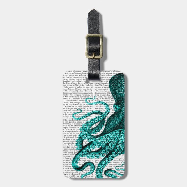 Octopus Green Half Luggage Tag (Front Vertical)