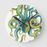 Octopus Green Watercolor Art