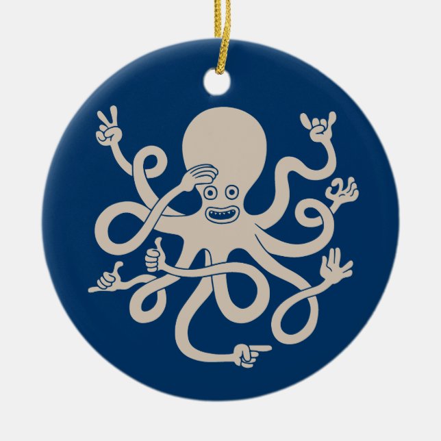 Octopus Hands Ceramic Ornament (Front)