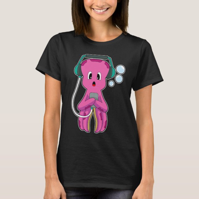 Octopus Headphone Music T-Shirt (Front)