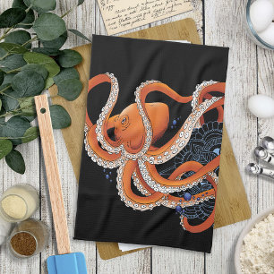 Octopus henna kitchen towel