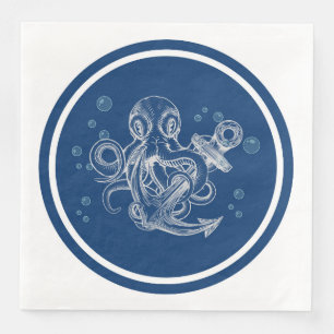 Octopus Holding Anchor Napkin