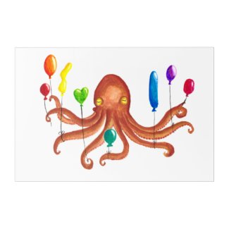 Octopus Holding Eight Balloons Acrylic Print