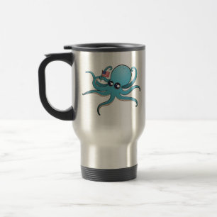 Octopus Holding The American Flag Travel Mug