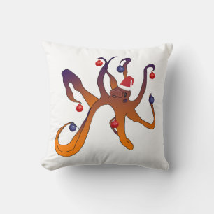 Octopus Holiday Art Throw Pillow