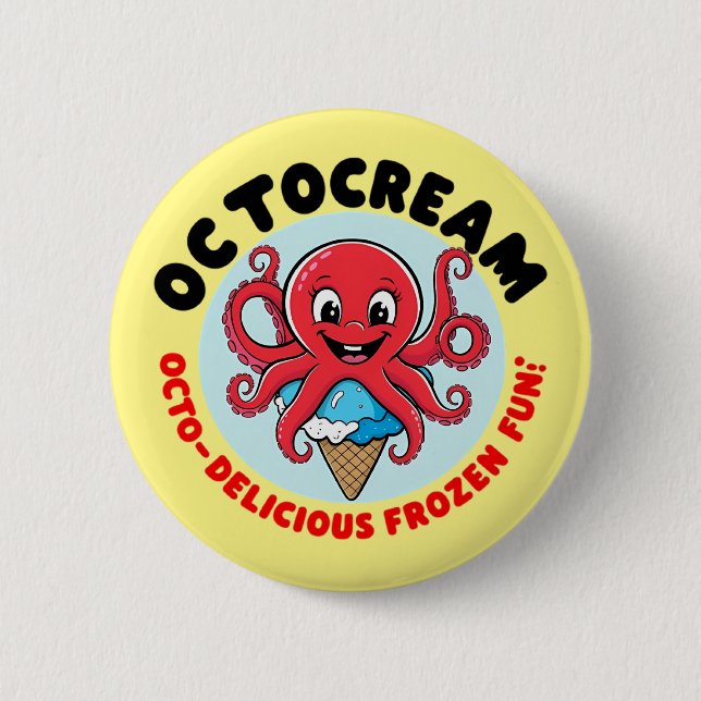 Octopus ice cream 2 inch round button (Front)