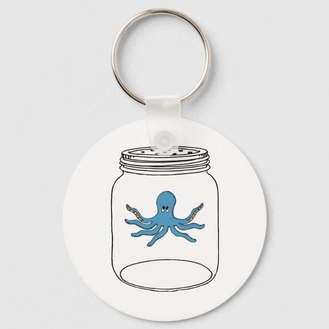 Octopus in a Jar Keychain (Front)