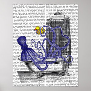 Octopus in Bath Poster