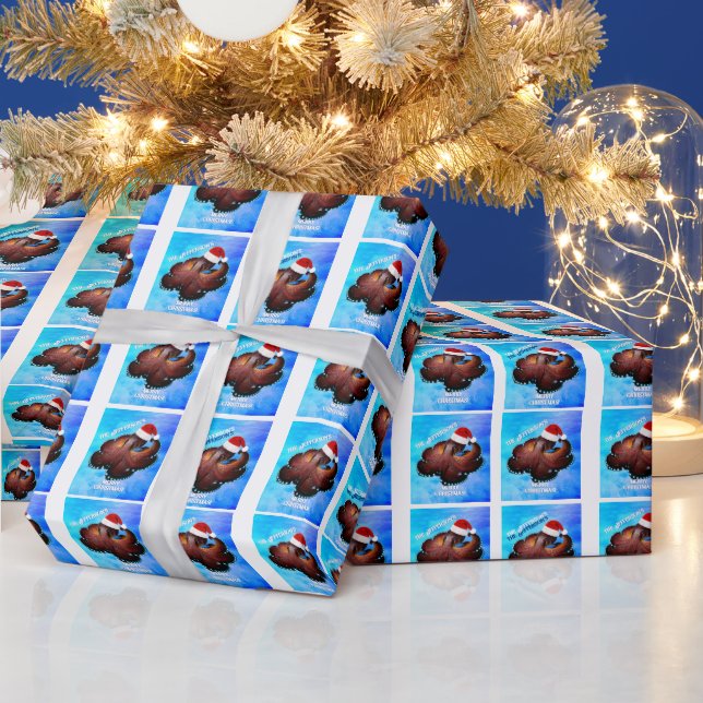 Octopus in Santa Hat  Wrapping Paper (Holidays)