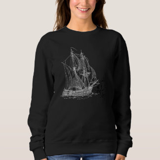 Octopus in the Depths Chasing Pirate Ship Sweatshirt