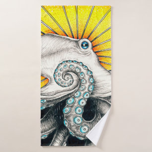 Octopus Ink Yellow Tentacle Bath Towel Set