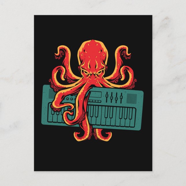Octopus Japanese Analogue Synth Keyboard Synthesiz Postcard (Front)