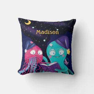 Octopus & Jellyfish Friendship  Throw Pillow