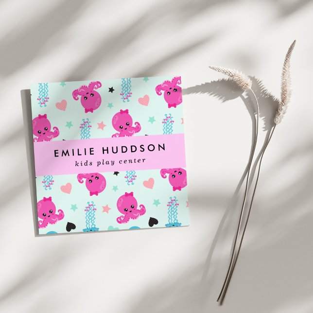 Octopus, Jellyfish, Play Centre, Activity Centre Square Business Card (Creator Uploaded)