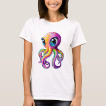 Octopus Kawaii-style with large sparkling eyes.
