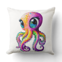 Octopus Kawaii-style with large sparkling eyes.