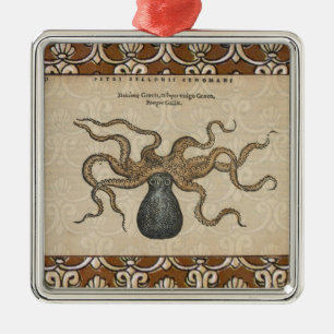 Octopus Kraken Antique Coastal Marine Wildlife Metal Ornament