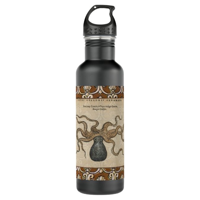 Octopus Kraken Vintage Illustration 710 Ml Water Bottle (Front)